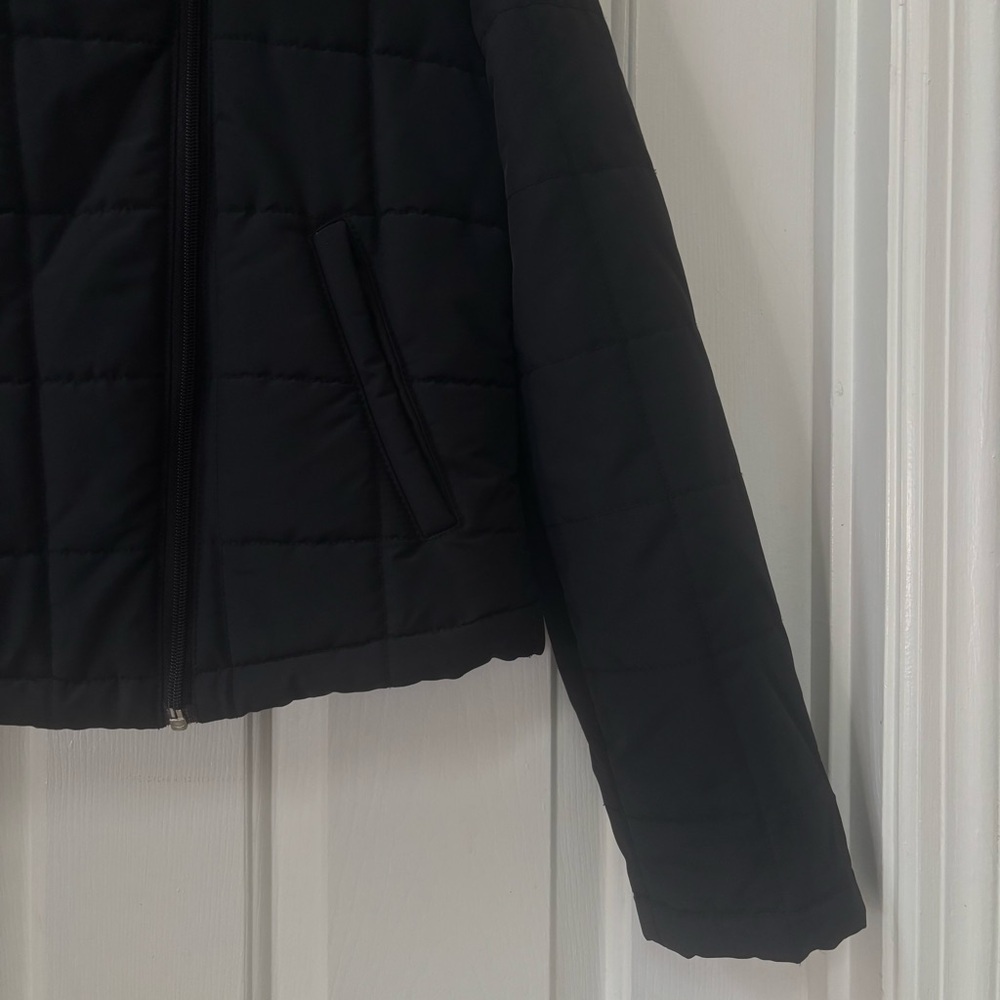 Black Quilted Lightweight Puffer Jacket with Removable Faux Fur Collar Size 8 - Picture 4 of 14